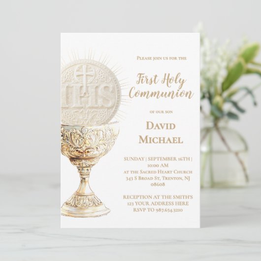 Eucharist design First Holy Communion 招待状 (スタンド正面)