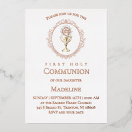 Eucharist First Holy Communion rose gold 箔招待状