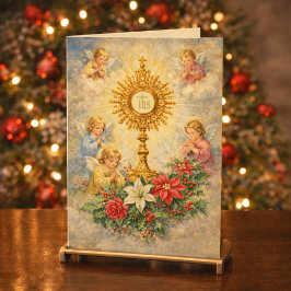 Eucharistic Christmas Nativity with Angels シーズンカード