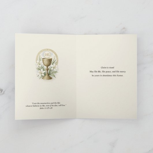 Eucharistic Easter Lilies Catholic Priest シーズンカード (内部)