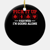 Euchre Playerカードゲームを一人で行く セラミックオーナメント (裏面)