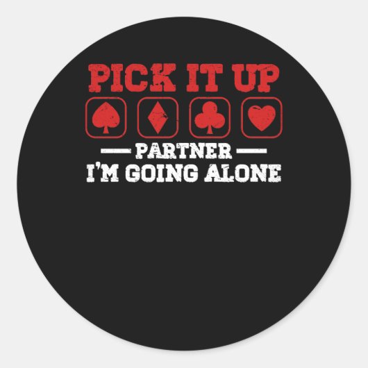 Euchre Playerカードゲームを一人で行く ラウンドシール (正面)