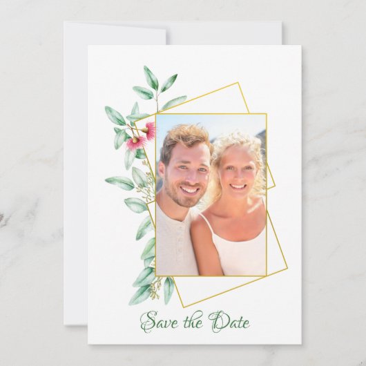 Euclalyutusエレガント Geometric Photo日付を保存 招待状 (正面)