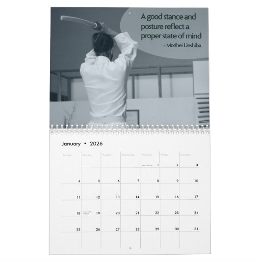 Eugene Aikikai 2026 Calendar カレンダー (1月 2026)