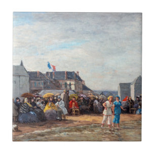 Eugene Boudin - Trouvilleでの入浴時間 タイル