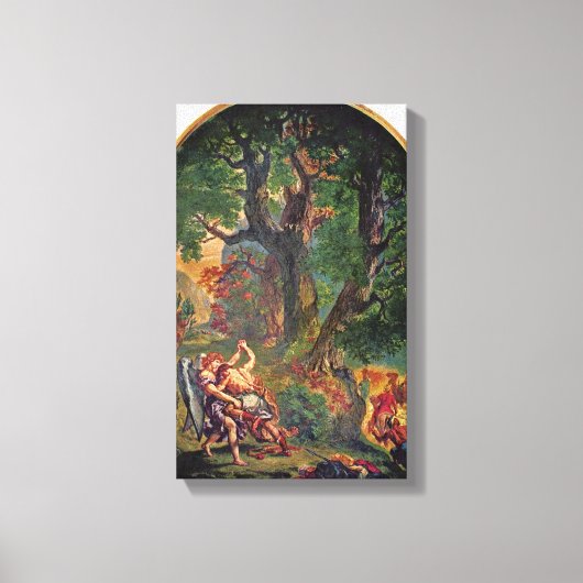 Eugene Delacroix – 天使とヤコブレスリング キャンバスプリント (正面)