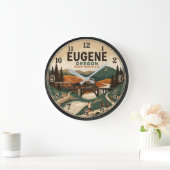 Eugene Oregon ラージ壁時計 (ホーム)