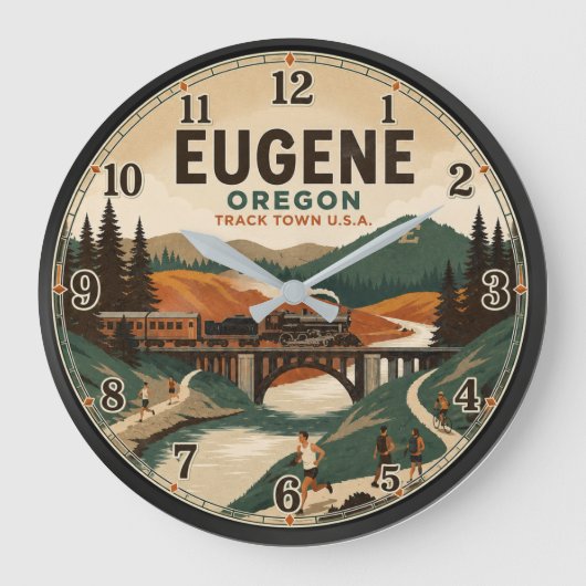 Eugene Oregon ラージ壁時計 (正面)