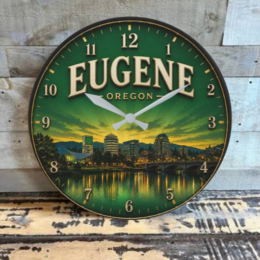 Eugene Oregon ラージ壁時計