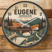 Eugene Oregon ラージ壁時計