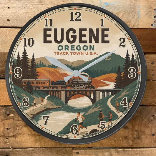 Eugene Oregon ラージ壁時計