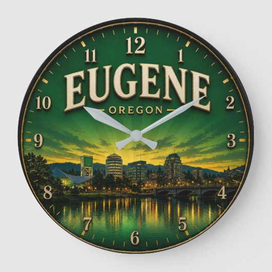 Eugene Oregon ラージ壁時計 (正面)