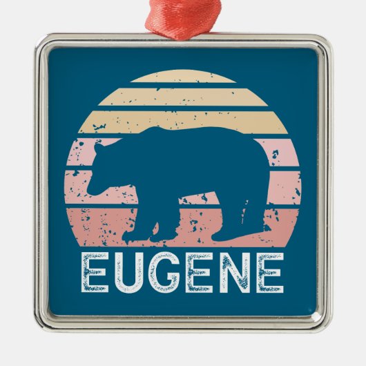 Eugene Oregon Retro Bear メタルオーナメント (正面)