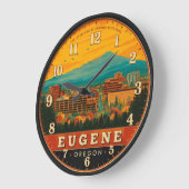Eugene Oregon Skyline Skinner Butte Trail View ラージ壁時計 (傾斜)