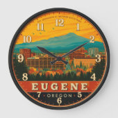 Eugene Oregon Skyline Skinner Butte Trail View ラージ壁時計 (正面)