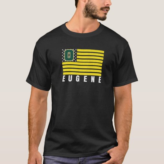 Eugene Oregon USA国旗GreenYellow Eugene OR Ameri Tシャツ (正面)