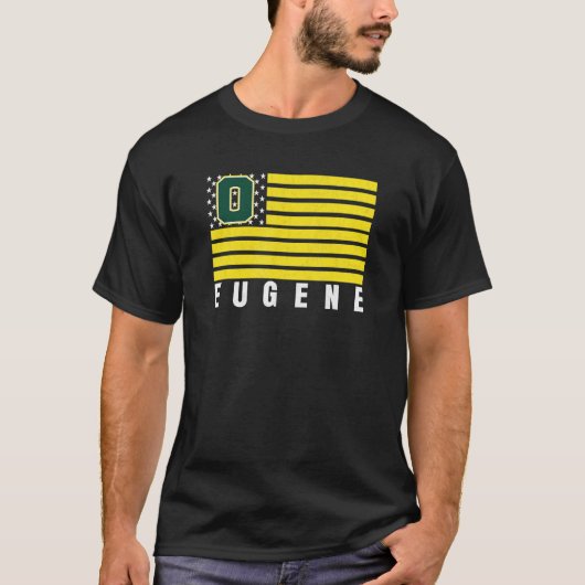 Eugene Oregon USA国旗GreenYellow Eugene OR Ameri Tシャツ (正面)