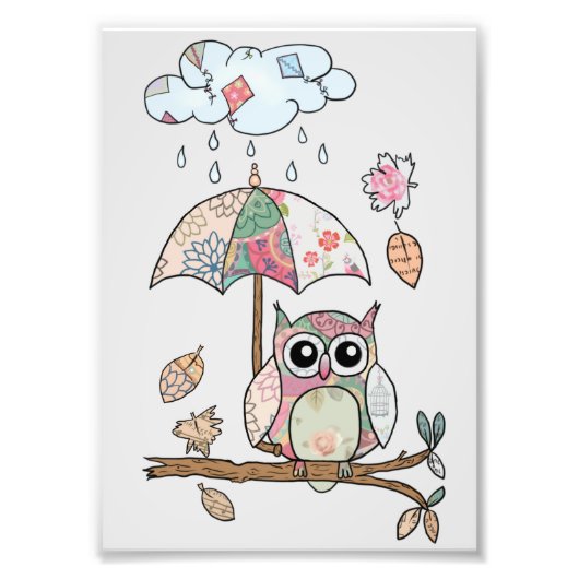 Eule im Regen フォトプリント (正面)