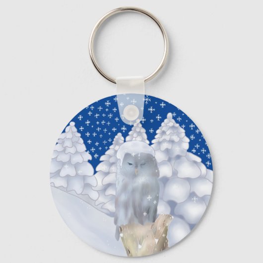 Eule im Schnee キーホルダー (正面)
