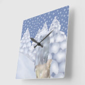 Eule im Schnee スクエア壁時計 (傾斜)