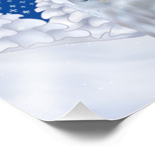 Eule im Schnee フォトプリント (角)