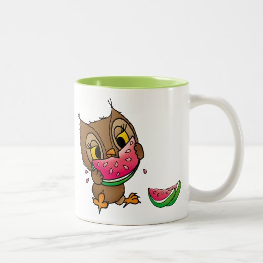 Eule mit Wassermelone ツートーンマグカップ (右)