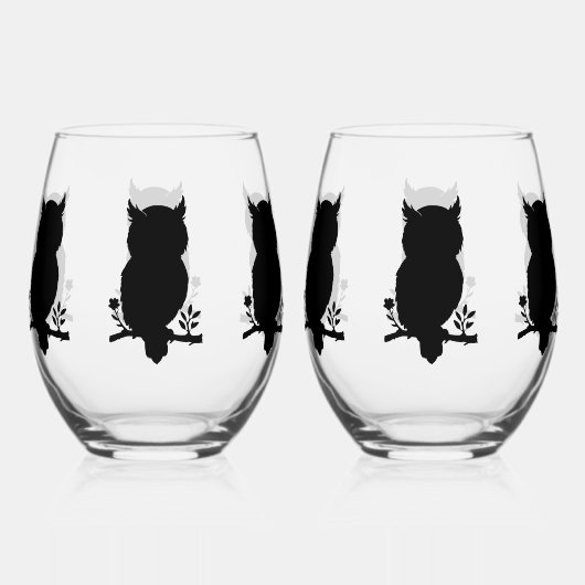 Eule - Scherenschnitt ステムなしワイングラス (正面)