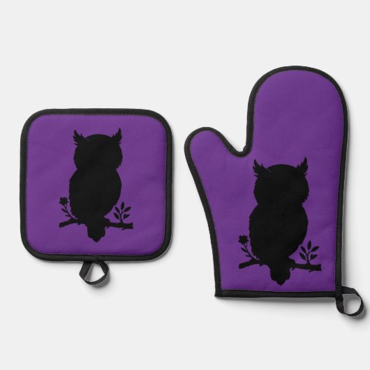 Eule - Scherenschnitt 鍋つかみ&鍋敷きセット (正面)