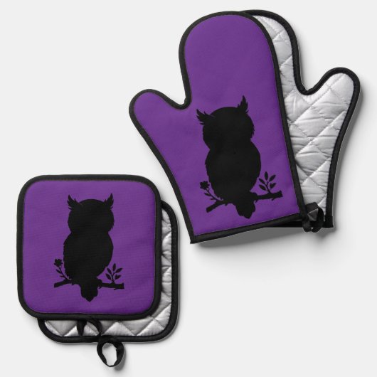 Eule - Scherenschnitt 鍋つかみ&鍋敷きセット (正面/裏面)