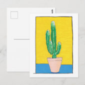 Euphorbia Cactusスケッチ、シンプル、ミックスメディアアート ポストカード (正面/裏面)