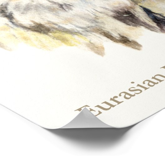 Eurasian Eagle Owl Ornithological fine art poster ポスター (角)