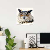 Eurasian Eagle Owl Ornithological fine art poster ポスター (ホームオフィス)
