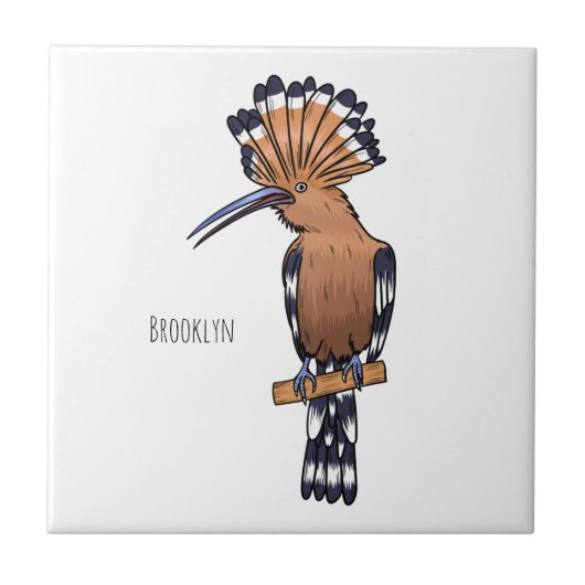 Eurasian hoopoe bird cartoon illustration タイル (正面)