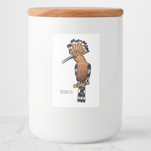 Eurasian hoopoe bird cartoon illustration  フードラベル
