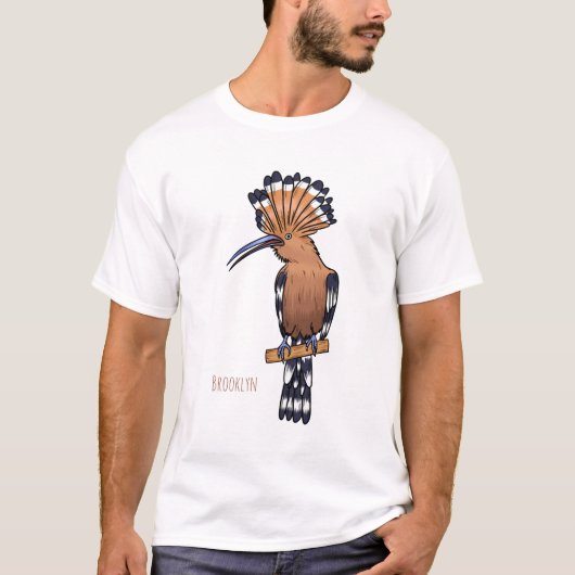 Eurasian hoopoe bird cartoon illustration  tシャツ (正面)