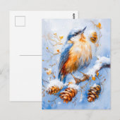 Eurasian Nuthatch in Impressionist Style Painting ポストカード (正面/裏面)