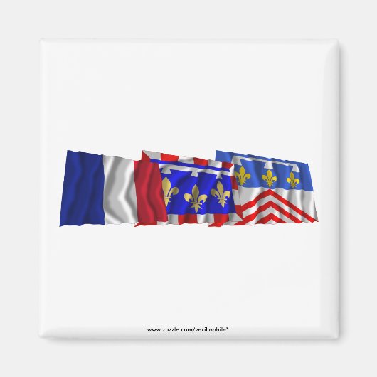 Eure-et-Loir,中央とフランスの国旗 マグネット (正面)