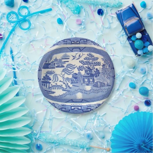 Eureka! 夏の青いヤナギの紙皿。 7" ペーパープレート (パーティー)