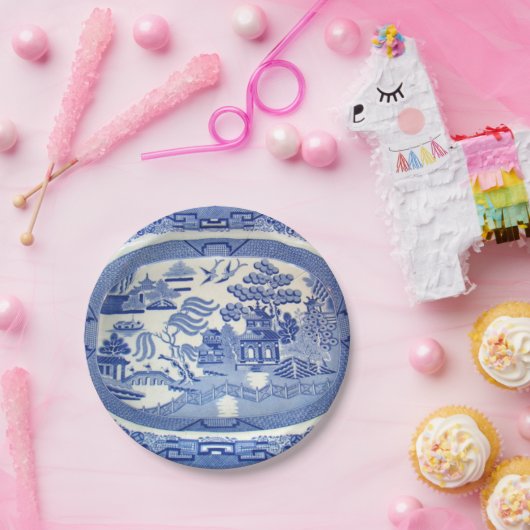 Eureka! 夏の青いヤナギの紙皿。 7" ペーパープレート (パーティー)