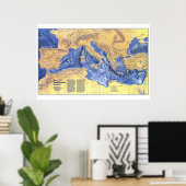 " Europa: 1982/heute - Mittelmeerboden Karte ポスター (ホームオフィス)