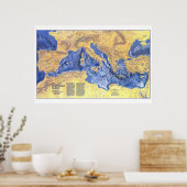 " Europa: 1982/heute - Mittelmeerboden Karte ポスター (キッチン)