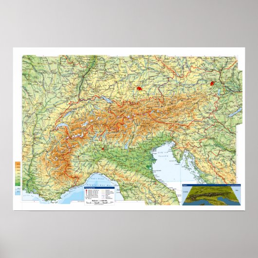 " Europa: 2021/heute - Karte ALPEN Region ... ポスター (正面)