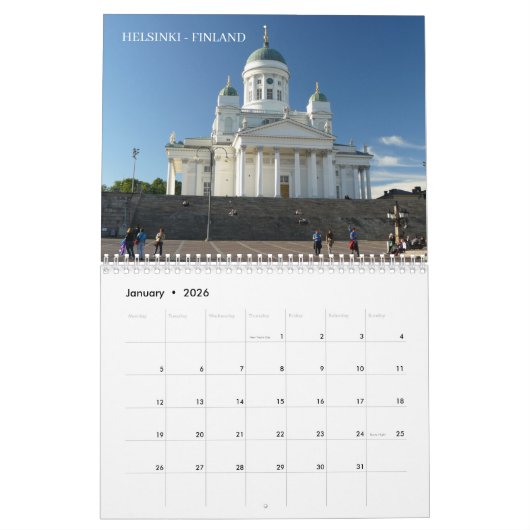 Europe 2026 calendar カレンダー (1月 2026)