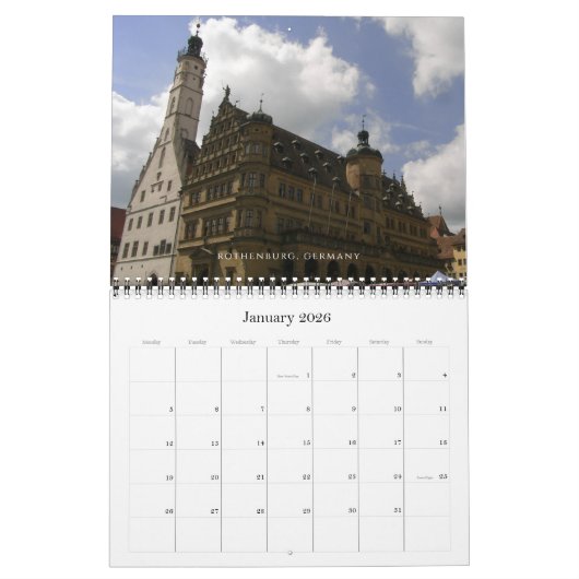 Europe Calendar カレンダー (1月 2026)