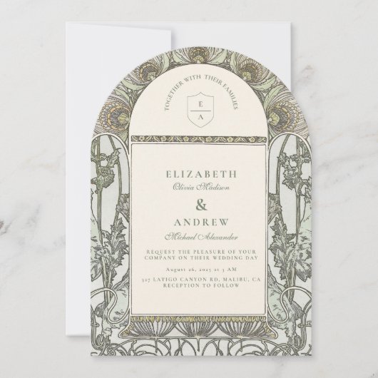 European Botanical Arch Wedding 招待状 (正面)