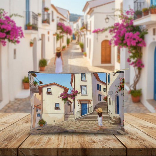 European City Woman Illustration Pouch Bag アクセサリーポーチ