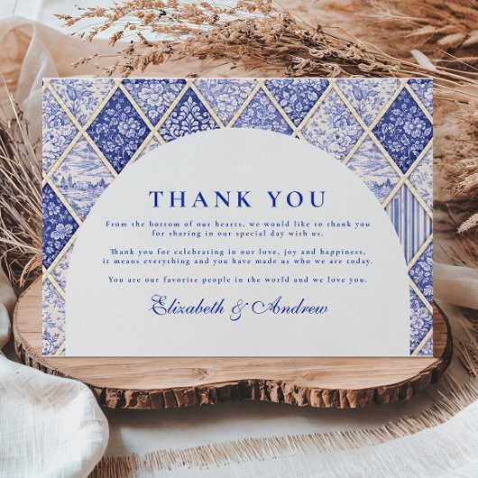 European Delft Tile Wedding サンキューカード