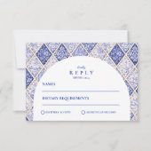 European Delft Tile Wedding 出欠カード (正面)