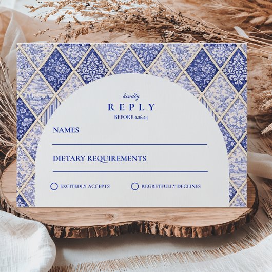 European Delft Tile Wedding 出欠カード