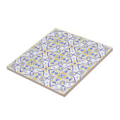 European Floral Blue and Gold Geometric Mosaic タイル (側面)